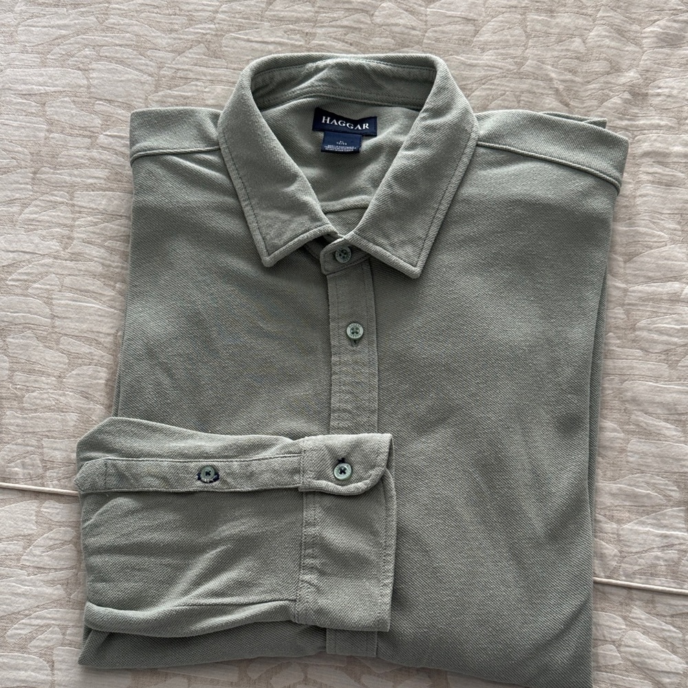 Haggar Men's Sage Button Down Shirt
